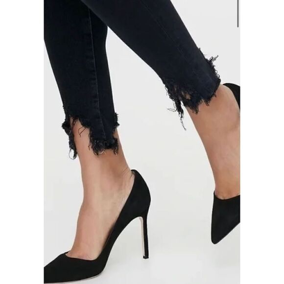 AGOLDE Sophie Shout Distressed Chewed Hem Black mid rise Skinny Jeans - Picture 3 of 14